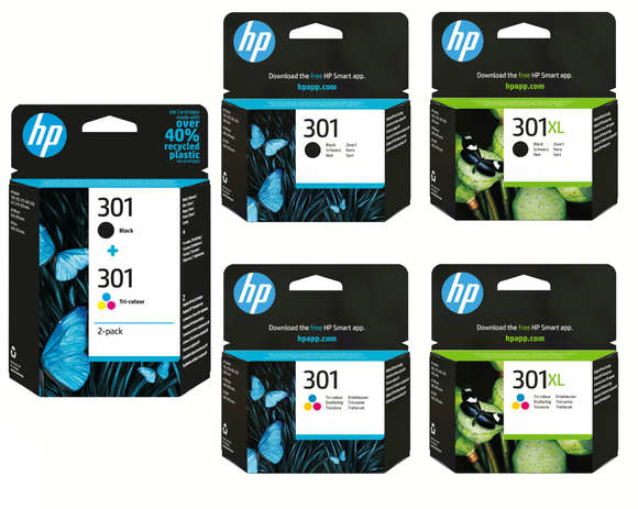 HP 301 Black and Colour Original Ink Cartridges