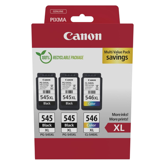 Canon PG-545XL Black Twin and CL-546XL Colour Ink Cartridges - 8286B013