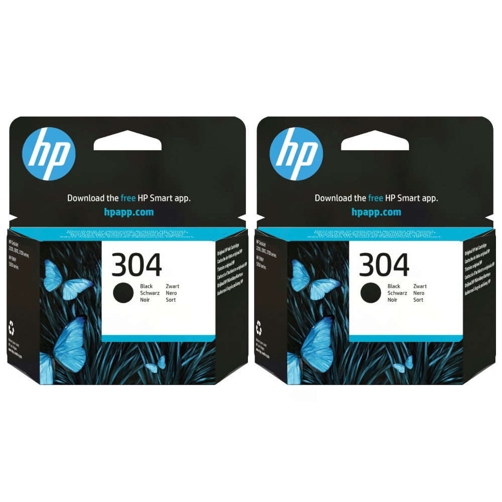 HP 304 Black Ink Cartridge Twin Pack (Original)