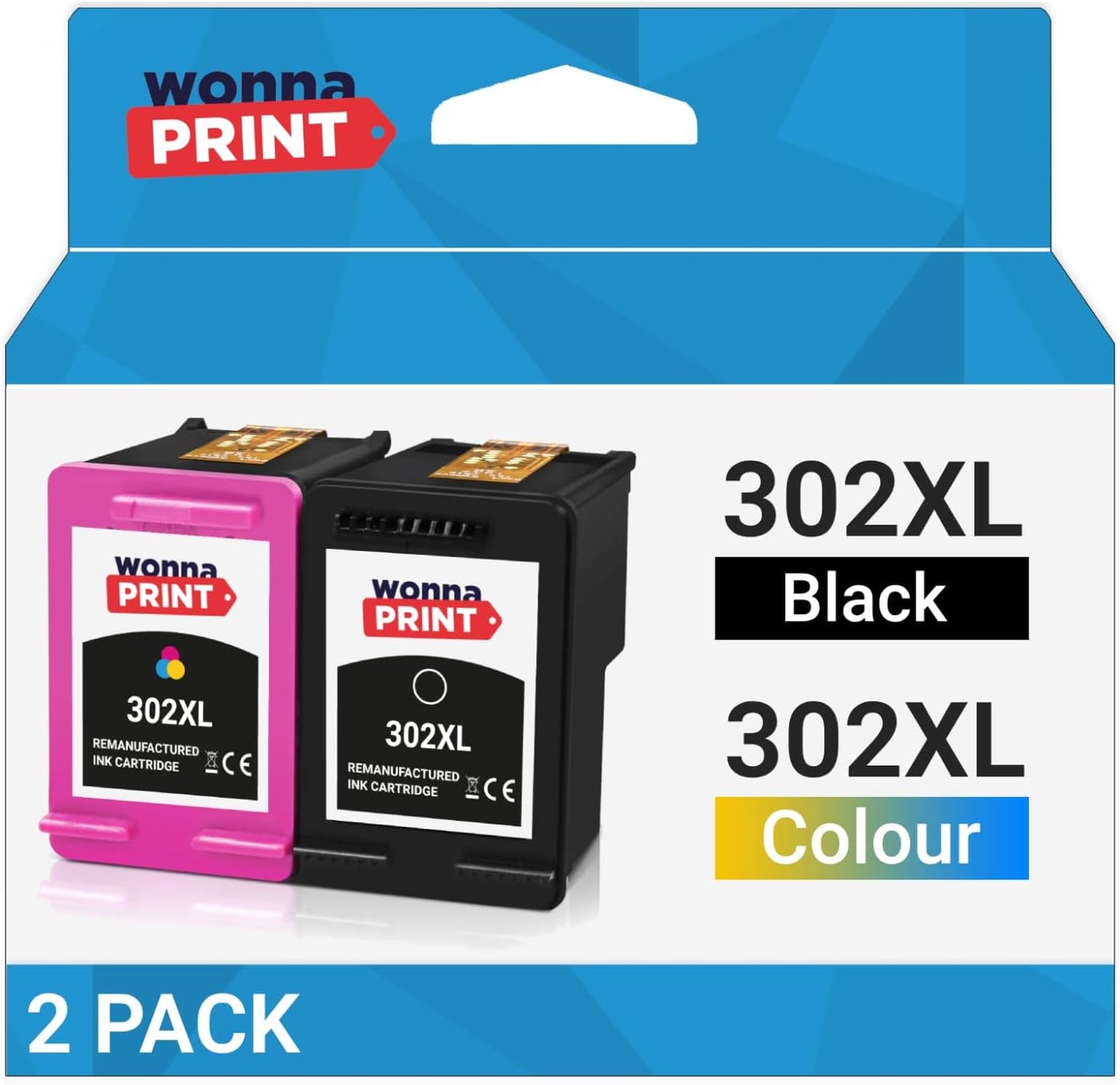 Remanufactured HP 302XL Black/Colour High Capacity Ink Cartridges