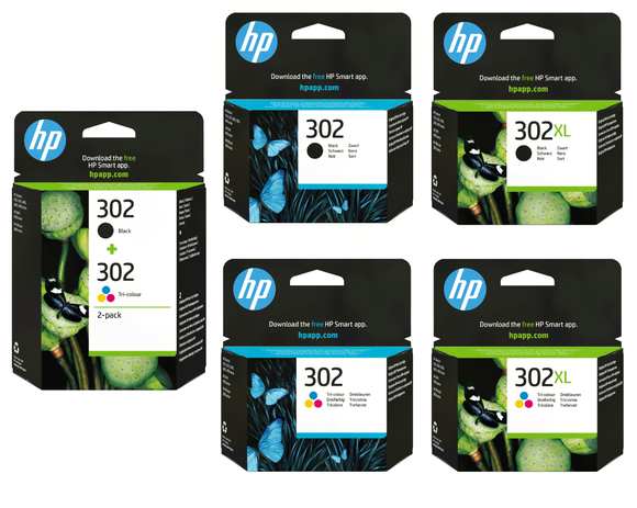 HP 302 Black and Colour Original Ink Cartridges