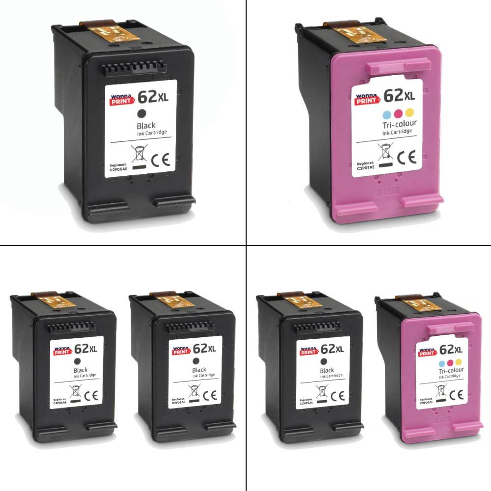 HP 62 Black and Colour Original Ink Cartridges