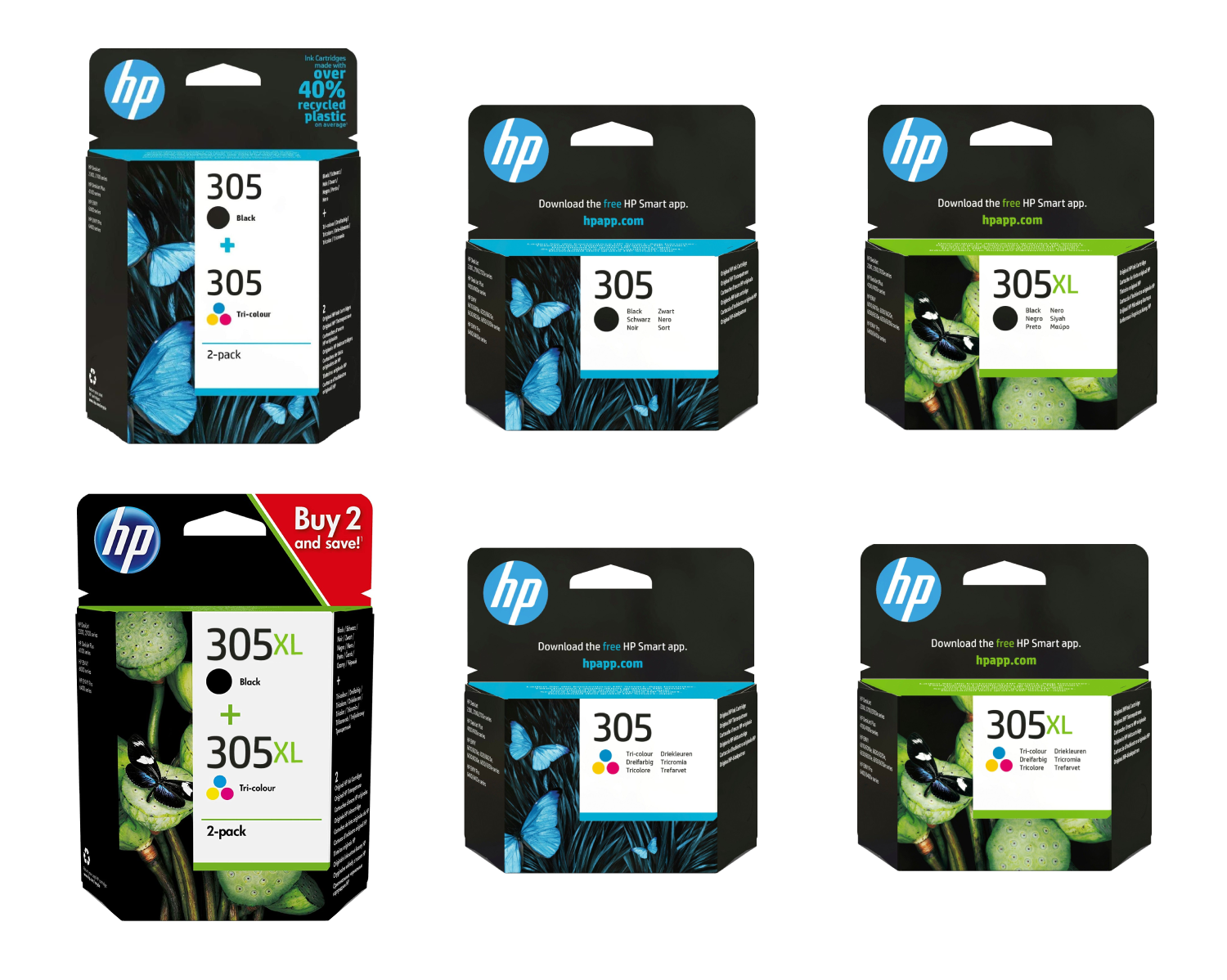 HP 305 Black and Colour Original Ink Cartridges