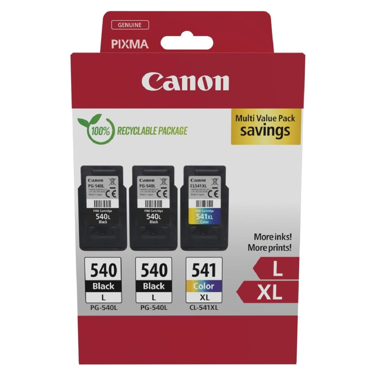 Canon PG-540L Black Twin & CL-541XL Colour Ink Cartridges - 5224B017