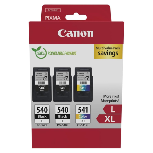Canon PG-540L Black Twin & CL-541XL Colour Ink Cartridges - 5224B017