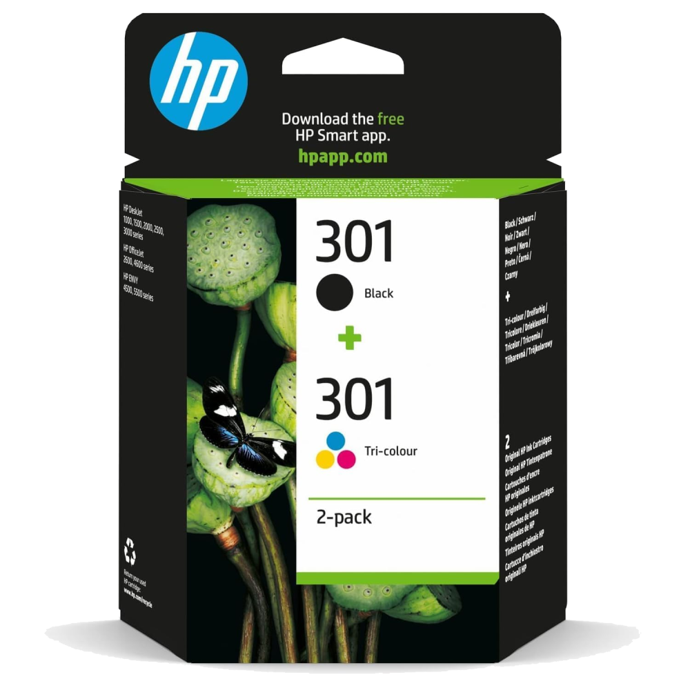 HP 301 Black/Colour Multipack - Full Set of 2 Ink Cartridges (Original)