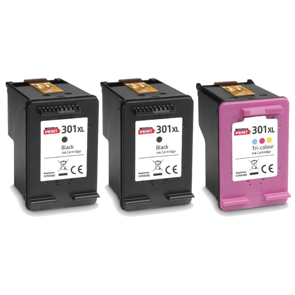 Compatible HP 301XL Black x2 & Colour High Capacity Ink Cartridge Multipack (3 Pack)