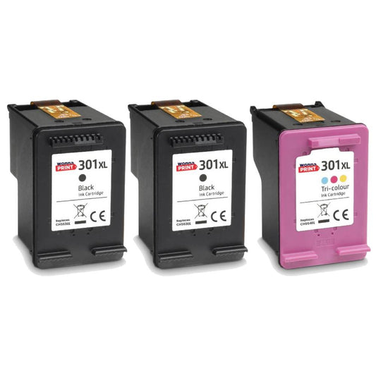 Compatible HP 301XL Black x2 & Colour High Capacity Ink Cartridge Multipack (3 Pack)