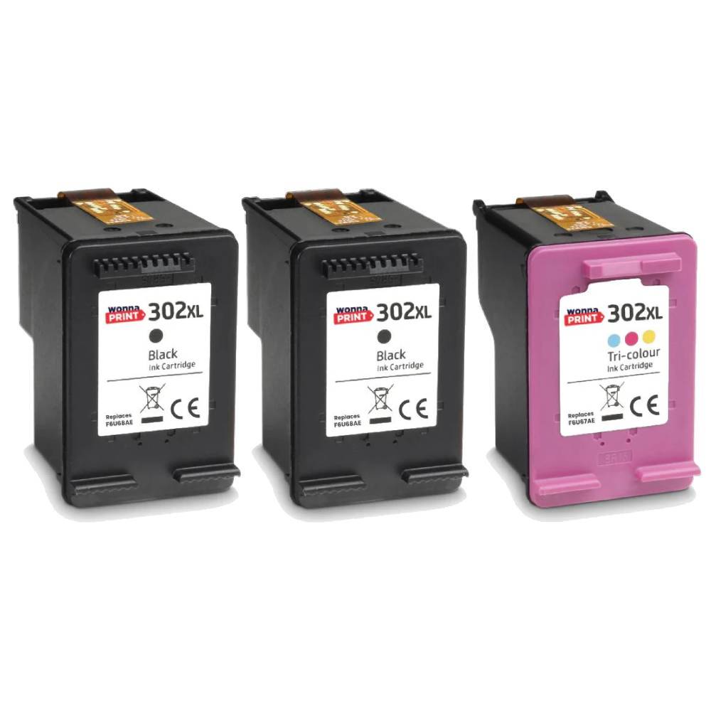 Compatible HP 302XL Black x2 & Colour High Capacity Ink Cartridge Multipack (3 Pack)