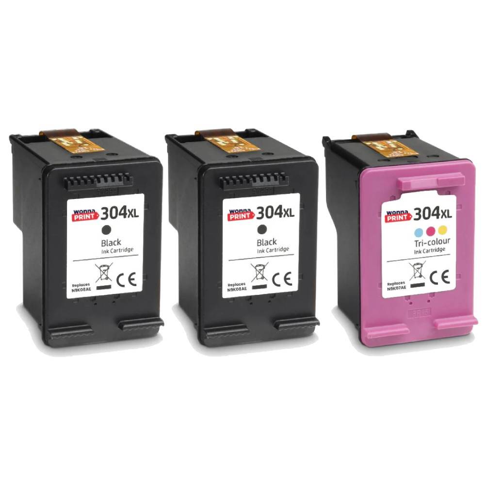 Compatible HP 304XL Black x2 & Colour High Capacity Ink Cartridge Multipack (3 Pack)