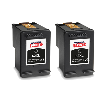 Remanufactured HP 62XL High Capacity Black Ink Cartridge Twin Pack