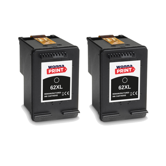 Remanufactured HP 62XL High Capacity Black Ink Cartridge Twin Pack