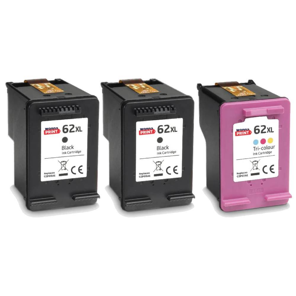 Compatible HP 62XL Black x2 & Colour High Capacity Ink Cartridge Multipack (3 Pack)