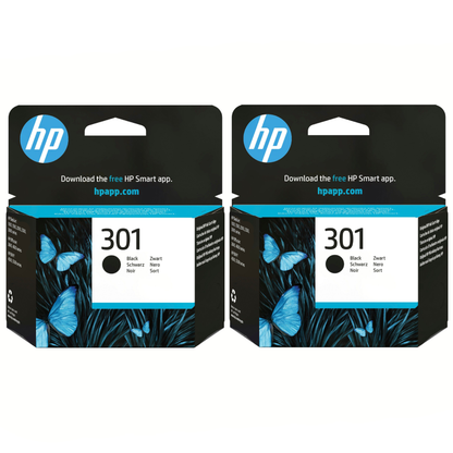 HP 301 Black Ink Cartridge Twin Pack (Original)