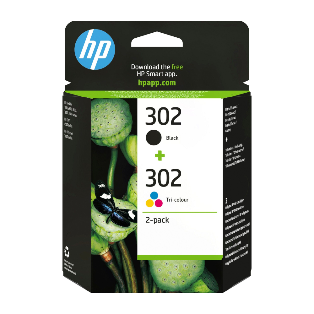 HP 302 Black/Colour Multipack - Full Set of 2 Ink Cartridges (Original)