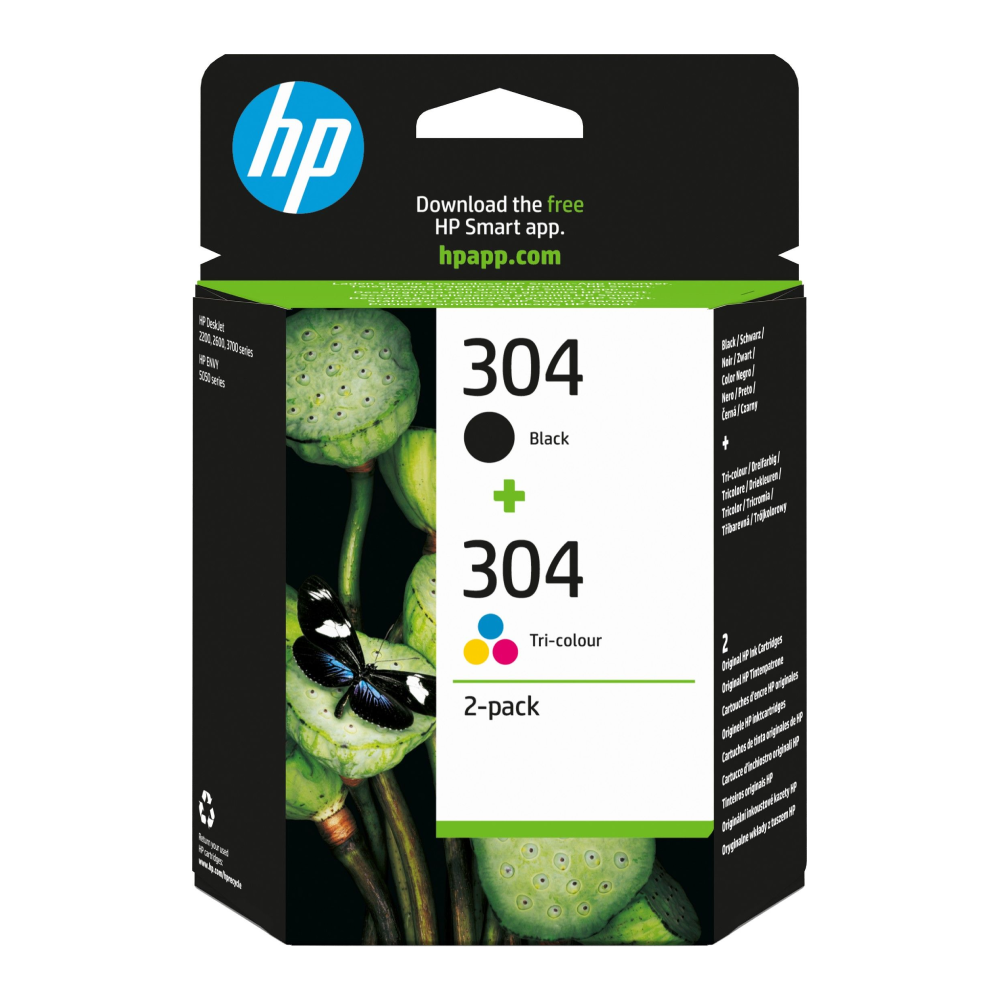 HP 304 Black/Colour Multipack - Full Set of 2 Ink Cartridges (Original)