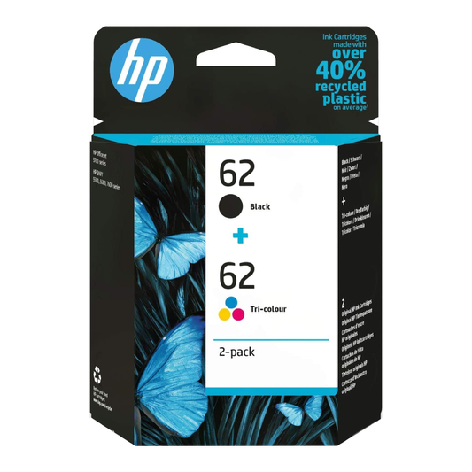 HP 62 Black/Colour Multipack - Full Set of 2 Ink Cartridges (Original)