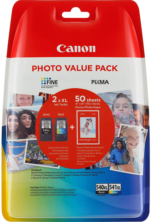 Canon PG540XL / CL541XL Original Photo Value Pack Ink Cartridges